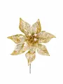 Цветок GOODWILL M&G пуансеттия с жемчужинками на палочке золотая с белым 38 см