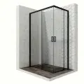 Душевой уголок 120х80 см с раздвижными дверями Ambassador Queen Black 11011205L: левостороннее душевое ограждение из стекла 6 мм, профиль черный
