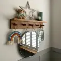 Вешалка с полкой настенная SONOMA Home, массив дуба, 9 крючков, ручная работа, покрытие бейц-маслом, цвет дуб коньяк