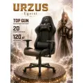 Кресло игровое компьютерное URZUS Egoist Black-Gold, экокожа, механизм Top Gun, подушки для шеи и поясницы, черный