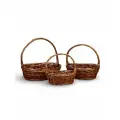 Корзина плетёная для хранения Kosara, с ручкой, ива, коричневая, набор 3 шт, Greengo