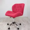 Стул для мастера со спинкой, Ракушка, большой, FitBest, велюр, хром, колеса, красный