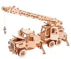 Конструктор из дерева фанеры для сборки  Автокран . Деревянная сборная модель конструктор игрушка