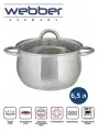WEBBER BE-355/2 Кастрюля из нержавеющей стали со стеклянной крышкой 6.5л.
