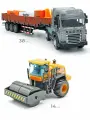 Фура тягач серая с прицепом и асфальтоукладчиком - свет и звук