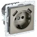 Розетка BRITE РЮш10-1-БрШ 16А с USB A+A 2.1А с заземл. защ. шторки механизм шампань IEK BR-R14-16-U21-D21-K37