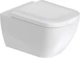 Унитаз подвесной Duravit Happy D.2 2222090000 64590000 с микролифтом, безободковый, без бачка, фарфоровый, антивсплеск, белый прямоугольный