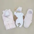 Комплект на выписку 6 предметов Медвежонок, зимний, розовый