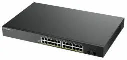 Коммутатор ZYXEL GS1900-24HPv2, Smart L2 PoE + switch rack 19 , 24xGE PoE +