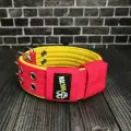 Ошейник для средних собак с усиленной пряжкой широкий DOGTON. Ширина 5 см. Обхват 43-57 см. Цвет красным с желтым.