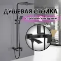 Душевая система (стойка) EKO ALMAes с тропическим душем черная матовая GK-0315 нержавеющая сталь