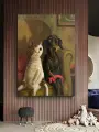 Картина, милые песики - в гостях у котика, 20х30 см.