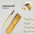 Пинцет LSP для наращивания ресниц REGULAR, топорик, изогнутый кончик, золотой