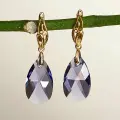Серьги, кристаллы Swarovski, кристалл, стекло, золотой, фиолетовый