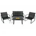 Набор садовой мебели, Комплект для дачи Санторини на 4 персоны, текстилен, черный