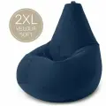 Кресло мешок Laavi Home кресло груша, размер ХXL, мебельный велюр, темно-синий