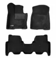 Коврики текстильные 3D Euromat для Kia Mohave (HM2 с 2020 г.) педаль газа напольная (3Д Евромат Киа Мохав) с полиуретановым подпятником, 2 ряда, черные