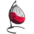 Кресло подвесное Капля ротанг черное/красная