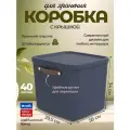 Коробка ящик для хранения вещей, одежды, пластиковая с крышкой и ручкой, Rotho Maloja, темно-синий, 40 л.