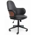 Офисное кресло / Компьютерное кресло РосКресла Elan черно-коричневый, экокожа, крестовина, раскачивание