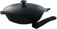 Сковорода Камская Посуда со съемной бакелитовой ручкой, алюминиевой крышкой 26 см