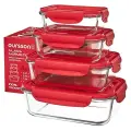 Набор контейнеров Oursson CG3502SS/RD, для СВЧ и посудомойки, 4шт, красный