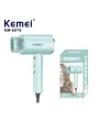 Фен для волос Kemey КМ-6876, 80 Вт, вращающаяся насадка 360°, ионизация, голубой