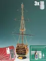 Сборная модель корабля от Corel (Италия), линкор HMS Victory (сечение), 60х715х325 мм, М.1:98, подарочный набор с инструментами, красками, лаком и клеями