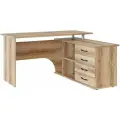 Компьютерный, письменный угловой, стол Хьюстон с ящиками, с полками, с тумбой, 140х127х75 см, Дуб Делано, Правый