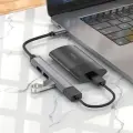 Хаб разветвитель Type C на USB 3.0 и 3 x USB 2.0 Hoco HB26 для MacBook Apple для ноутбука серый