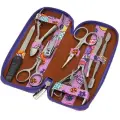 Маникюрный набор, ZINGER, MS-7106, 8 предметов, чехол цветы, розовый