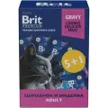 Brit Premium набор паучей для взрослых кошек с цыпленком и индейкой кусочки в соусе - 85 г х 5+1 шт