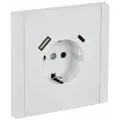 Розетка с заземлением, со шторкой, винтовое крепление, цвет Белый 16А USB A+C IEK FORTE&PIANO FP247
