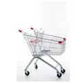 Тележка покупательская Комус MDM_TP-60L с детским сидением, цинк, красные вставки