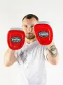 Лапы тренерские LEADERS CLASSIC (кожа, красный/черный/белый)