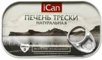 Печень трески натуральная, iCan, 115 г, Исландия, 10 штук