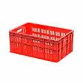 Ящик для молока, мяса, овощей и фруктов перфорированные стенки сплошное дно красный, 600х400х250 мм