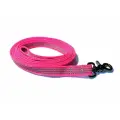 Поводок из прорезиненной стропы с латексом розовый 20 мм карабин черный рычажный 10 м
