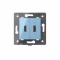 Механизм розетки USB с блоком питания 2.1А 5В двойная, 1 пост, цвет синий LIVOLO ORIGINAL