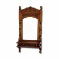 Интерьерное зеркало с полкой DOMKORLEONE в резной раме из красного дерева (mahoganywood) цвет орех NAA светло-коричневый