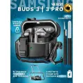 Чехол для наушников Samsung Galaxy Buds 3/3 Pro пластик + силикон с замком и карабином + щетка, черный
