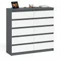 Комод высокий на десять выдвижных ящиков Мори МК1200.10 цвет графит/белый, ШхГхВ 120,4х41х115 см