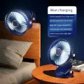 Настольный USB вентилятор с ночником, синий, зарядка 24 часа