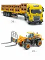 Фура Тягач желтая - паллеты с прицепом и погрузчиком- свет и звук