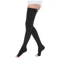 Чулки компрессионные до бедра с открытым мыском 1 класс компрессии, чёрный, размер 5