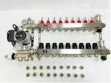 Комплект для водяного теплого пола с насосом, коллектором на 9 выхода с расходомерами, смесительным узлом, евроконусами TIM (до 110 кв. м)