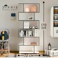 Dipriz Стеллаж 6 полок Марм, 72х24х174, белый/черный, напольный стеллаж из ЛДСП в скандинавском стиле
