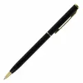 Ручка шариковая автоматическая Brauberg Slim Black (бизнес-класса, корпус черный, золотистые детали, синяя) (141402), 25шт.