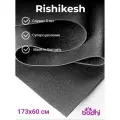 Коврик для йоги фитнеса Rishikesh Ришикеш, черный, 173 х 60 х 0,45 см, прочный и нескользящий из Германии, Bodhi Бодхи