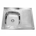 Мойка кухонная из нержавеющей стали накладная прямоугольная SINKLIGHT 8060 L 0.8/180 1P Левая полированная